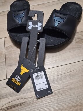 Under Armour Womens Black Slides - Project Rock Collection Size 8.5